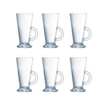 set 6 mugs vidrio 29cl arcoroc latino - transparente apto microondas