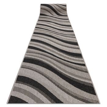Alfombra De Pasillo Sizal Floorlux Modelo 20353 Plateado  /negro 100 C 100x1100 Cm