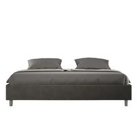 cama con almacenaje acolchada sin cabecero 180x190 microfibra gris azelia