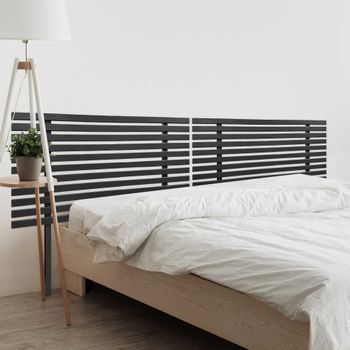 Dhome Cabecero De Madera Reciclada Dm Para Camas De 210 Estilo Japones Con Patas Dual Dividido En 2 Piezas Cama Palet Herrajes Incluidos (220cm Dual, Negro Sólido)