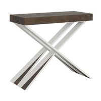 consola extensible de diseno en madera diago 90x40196 o 90x40300-color marron-soporte 2 pies-5 alargaderas finas