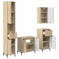 juego de muebles de bano roble sonoma madera compuesta metal vidaxl