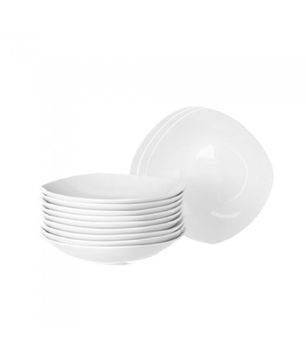 Set 12 platos hondos cuadrados porcelana 21,5cm