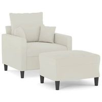 sillon con taburete terciopelo crema 60 cm cfw742213