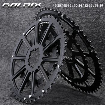 GOLDIX 53-39T 52-36T 50-34T 48-32T 46-30T especificación plato de bielas de bicicleta de carretera adecuado para SHIMANO y SRAM 10 11S 12S