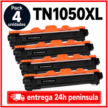 Pack 4 Cartuchos de Tóner Compatible Brother TN-1050XL Negro – Alta Capacidad 2000 Páginas Jumbo – DCP-1510 DCP-1610W HL-1110 HL-1210W MFC-1810 MFC-1910W