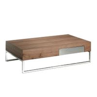 mesa centro rectangular nogal y acero cromado
