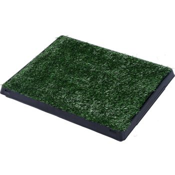 PawHut Inodoro para Perros con Cajón Efecto Hierba Plástico y Césped PE 51x63x6 cm Verde y Negro   Aosom España