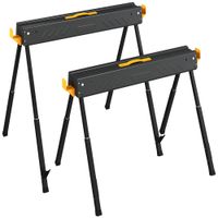 homcom set de 2 caballetes para sierra plegables altura ajustable para madera 2x4 con asa ganchos soporta hasta 500 kg negro