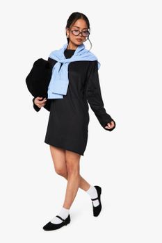 Vestido Camisero Oversize, Negro