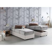 talamo italia cama individual con contenedor silvia sommier made in italy cama con revestimiento de tela apertura frontal apta para colchon 80x190 cm blanco
