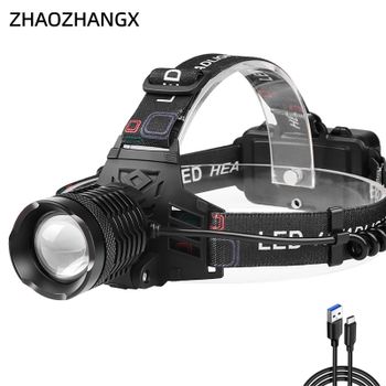 Linterna Frontal LED Recargable, Linterna Frontal Recargable Súper Brillante para Exteriores, Linterna de Largo Alcance para Pesca, Lámpara de Minería con Batería de Larga Duración