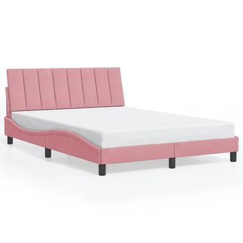 Estructura De Cama Sin Colchón Hanko Terciopelo Rosa 140x200 Cm Vidaxl