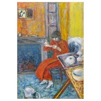 Legendarte - Cuadro Lienzo, Impresión Digital - Femme Au Peignoir Rouge - Pierre Bonnard - Decoración Pared Cm. 60x90