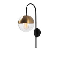 lampara de pared bastos-3055 vintage negro metal vidrio 20x31x57 cm