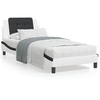 cama individual  cama para adultos  estructura cama con led cuero sintetico blanco negro 80x200 cm cfw56861