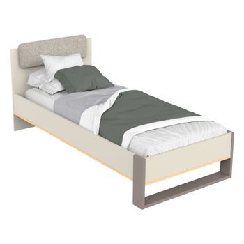 Cama Juvenil Camillia 90x200 Cm En Roble Vicenza, Gris Y Arcilla, Fabricada En Melamina
