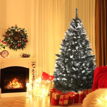 Árbol De Navidad De Plástico Acero Homcom Ø75x150 Cm Verde