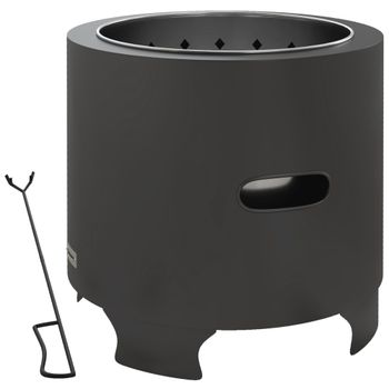 Outsunny Brasero sin humo para exteriores, redondo y portátil de metal con atizador - diámetro 45 cm - Negro   Aosom España