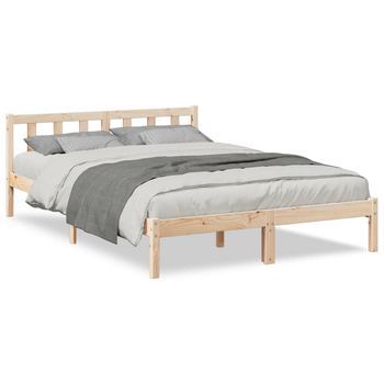 Cama Extralarga Sin Colchón Madera Maciza De Pino 140x220 Cm