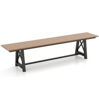 costway banco de hdpe para exteriores para 3-4 personas con estructura de metal sin respaldo de 183 cm de largo con capacidad de 500 kg marron