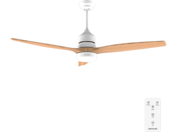 Ventilador de techo - Cecotec EnergySilence Aero 5275 LightWood Expert, Luz LED, Mando, 6 velocidades, Temporizador, Función Verano/Invierno, Madera