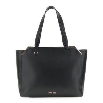 shopper estructurado efecto piel con esquinas metálicas black