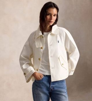 Polo Ralph Lauren para mujer. 211A93141002 Chaqueta Twill blanco (L), Casual, Algodón