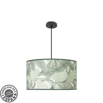 Colgante moda 3xe27 negro/hoja verde regx50x50cm c/difusor