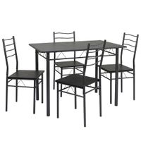 conjunto mesa y 4 sillas comedor negrogris mesa 110 x 70 x 76 cm