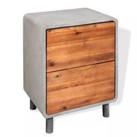 mesita de noche de hormigon y madera maciza acacia 40x30x50 cm 1402118