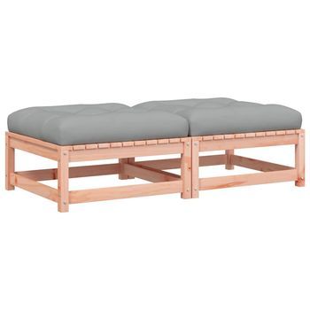 2 Piezas Taburetes De Jardín | Otomana De Jardín | Reposapiés De Jardín Con Cojines Madera Abeto De Douglas