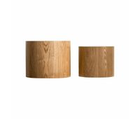 set de 2 mesas de centro redondas - estilo moderno de madera con diseno de tronco natural y apilables - madera natural
