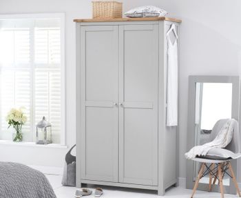 Somerset Oak and Grey Two Door Wardrobe