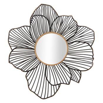 Espejo De Pared En Metal Negro Y Dorado Cm 79x6x86,5