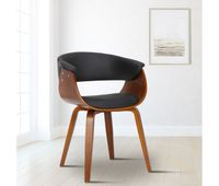 silla bruce de madera  polipiel simil cuero negro 55x60x75 cm