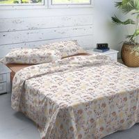 naturals - juego de sabanas 4 piezas - cama 180 - franela - algodon - garden