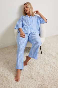 Yours Pantalón Largo De Pijama En Algodón Con Rayas Azules