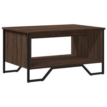 Mesa De Centro Madera De Ingeniería Marrón Roble 75x51x40 Cm Vidaxl