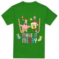 spongebob squarepants camiseta make it merry para hombre