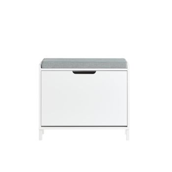 Banco zapatero pequeño estrecho con 1 puerta blanco