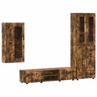 conjunto de mueble de tv florin 3 uds roble ahumado vidaxl