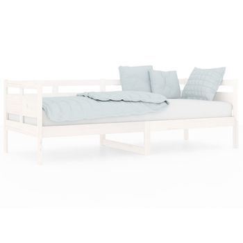 Cama Para Adulto | Cama Individual | Sofá Cama Madera Maciza De Pino Blanco 80x200 Cm