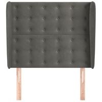 cabecero cama mueble de dormitorio con orejas de terciopelo oscuro 83 x 23 x 118128 cm gris m020003954