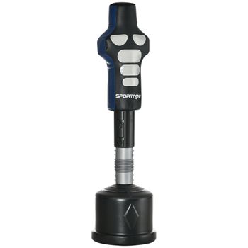 Dummy de boxeo SPORTNOW, independiente, ajustable en altura, base pesada, cuero artificial, negro + gris + azul, 55 x 55 x 178-207 cm