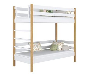 Litera de madera n03 blanco / roble