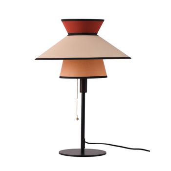 Lámpara de mesa retro francesa d40 cm e27, pantalla textil