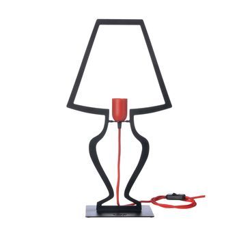 Lámpara De Mesa Silhouette Grande 30x54 Cm En Hierro Estilizado Diseño Moderno De Ensueño Conexión E27 Made In Italy Negro