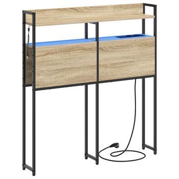 Cabecero，panel De Cabecero Con Almacenamiento Roble Sonoma Madera De Ingeniería