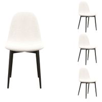 silla de tejido rizado crema con patas de metal x4